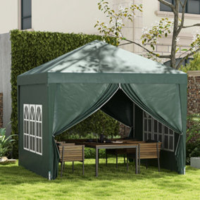 Outsunny 3mx3m Pop Up Gazebo Party Tent Canopy Marquee with Storage Bag Green