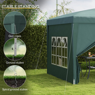 Outsunny 3mx3m Pop Up Gazebo Party Tent Canopy Marquee with Storage Bag Green - 6