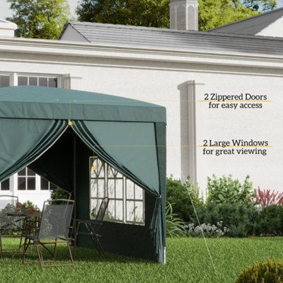 Outsunny 3mx3m Pop Up Gazebo Party Tent Canopy Marquee with Storage Bag Green - 7