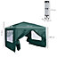 Outsunny 3mx3m Pop Up Gazebo Party Tent Canopy Marquee with Storage Bag Green