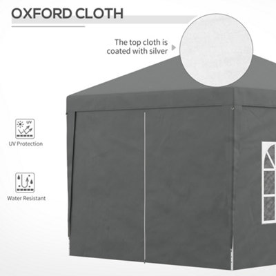 Outsunny 3mx3m Pop Up Gazebo Party Tent Canopy Marquee with Storage Bag Grey - 6