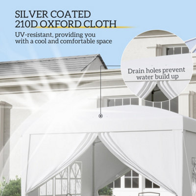 Outsunny 3mx3m Pop Up Gazebo Party Tent Canopy Marquee with Storage Bag White - 5