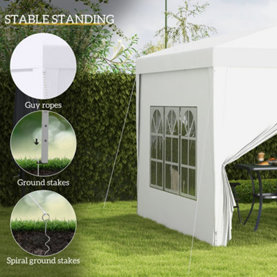 Outsunny 3mx3m Pop Up Gazebo Party Tent Canopy Marquee with Storage Bag White - 6
