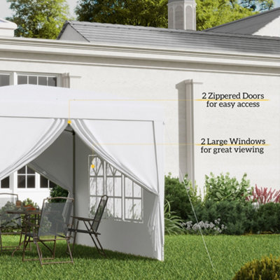 Outsunny 3mx3m Pop Up Gazebo Party Tent Canopy Marquee with Storage Bag White - 7