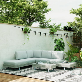 Outsunny 3pc Rattan Wicker Sofa Set with Tea Table & Cushions, Grey