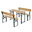 Outsunny 3PC Wooden Garden Picnic Set Patio Dining Table Bench Chair Party