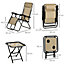 Outsunny 3PC Zero Gravity Chairs Sun Lounger Table Set w/ Cup Holders, Beige