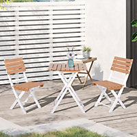 Outsunny 3Pcs Garden Bistro Set, Folding Outdoor Chairs and Table, Natural