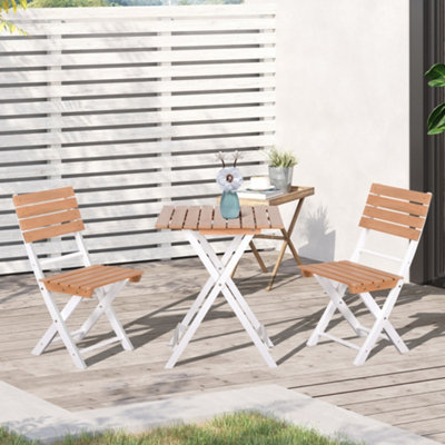 Outsunny 3Pcs Garden Bistro Set, Folding Outdoor Chairs and Table, Natural