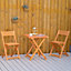 Outsunny 3Pcs Garden Bistro Set, Folding Outdoor Chairs and Table, Teak
