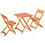 Outsunny 3Pcs Garden Bistro Set, Folding Outdoor Chairs and Table, Teak