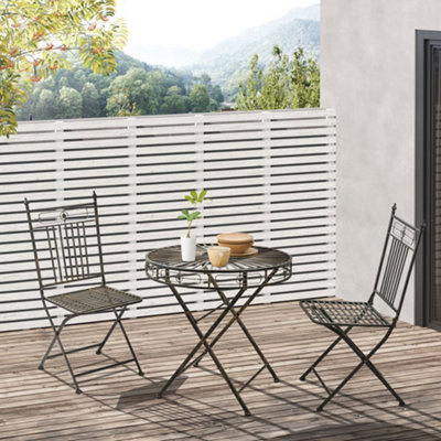 Outsunny 3PCs Garden Bistro Set with 2 Folding Chair and 1 Table Bronze