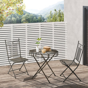 Outsunny 3PCs Garden Bistro Set with 2 Folding Chair and 1 Table, Bronze