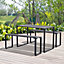 Outsunny 3Pcs Outdoor Dining Set Metal Table Bench Patio Garden Yard
