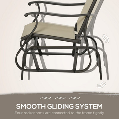 Outsunny 3PCS Outdoor Gliding Chairs with Table Set Patio Garden Furniture Khaki - 6