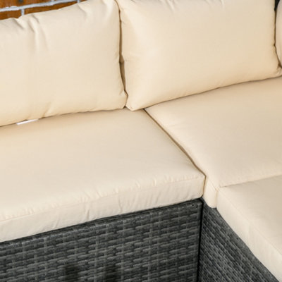 Outsunny 3Pcs Rattan Corner Sofa Set Coffee Table Garden Furniture  w/ Cushion - 8