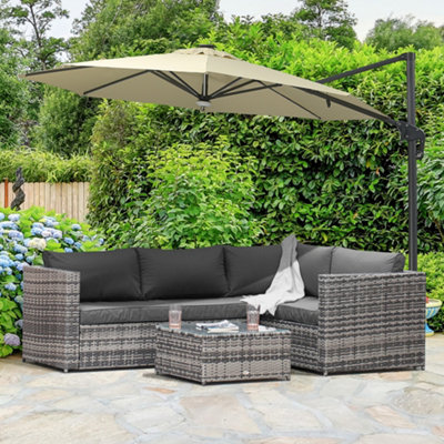 Rattan corner best sale sofa with parasol