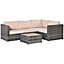 Outsunny 3Pcs Rattan Corner Sofa Set Coffee Table Garden Furniture  with Cushion