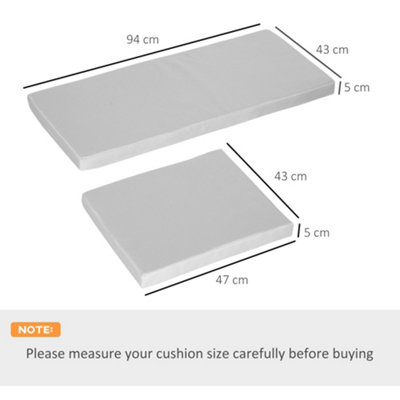 Outsunny 3PCs Rattan Garden Seat Cushions Pads for Patio Furniture, Grey