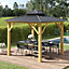 Outsunny 3x(3)M Double-Tier Hardtop Gazebo Outdoor Patio Shelter w/ Wood Frame