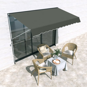 Outsunny 3x1.5m Manual Retractable Patio Awning Floor- to-ceiling Shade - Grey