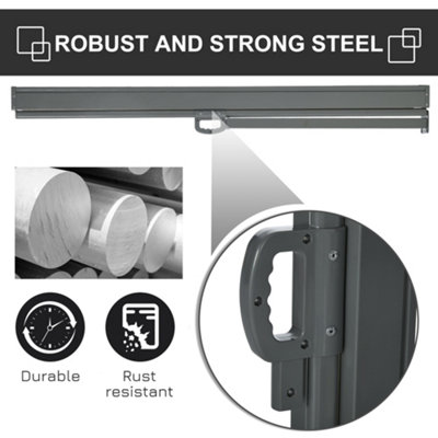 Outsunny 3x1.6M Retractable Side Awning Screen Fence Patio Privacy Divider Grey