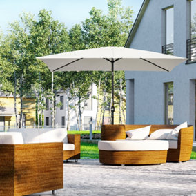 Outsunny 3x2m Patio Parasol Canopy Tilt Crank 6 Ribs Sun Shade Garden White