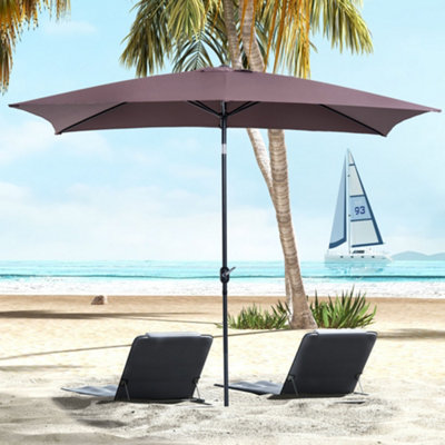 Outsunny 3x2m Patio Umbrella Canopy Tilt Crank Sun Shade Garden Brown