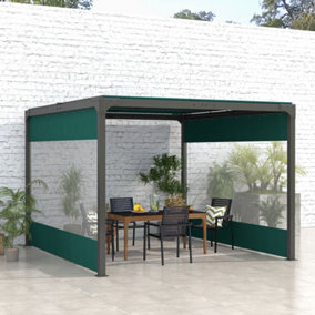 Outsunny 3x2m Side Panels with Large Window, for 3(m) Long Pergola, Green