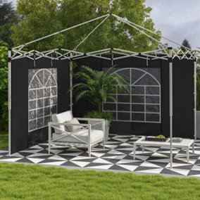 Outsunny 3x3(m) or 3x6m Pop Up Gazebo Side Panels Replacement, 2 Pack, Black