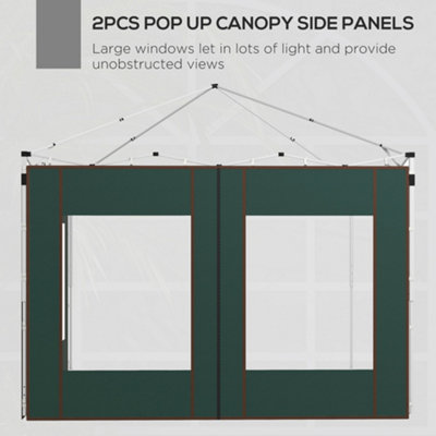 Outsunny 3x3(m) or 3x6m Pop Up Gazebo Side Panels with Windows, Green