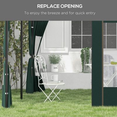 Outsunny 3x3(m) or 3x6m Pop Up Gazebo Side Panels with Windows, Green