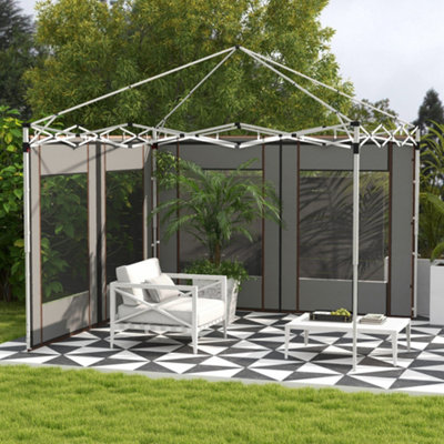 Outsunny 3x3(m) or 3x6m Pop Up Gazebo Side Panels with Windows, Grey
