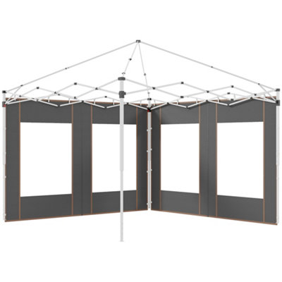 Outsunny 3x3(m) or 3x6m Pop Up Gazebo Side Panels with Windows, Grey