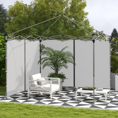 Outsunny 3x3(m) or 3x6m Pop Up Gazebo Side Panels with Zipped Doors, Grey
