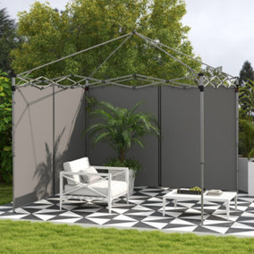 Outsunny 3x3(m) or 3x6m Pop Up Gazebo Side Panels with Zipped Doors, Grey