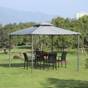 Outsunny 3x3(m) Outdoor Patio Gazebo Steel Canopy Tent Pavilion 2-Tier Roof Top