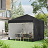Outsunny 3x3 (M) Pop Up Gazebo Party Tent w/ 3 Sidewalls, Weight Bags, Black