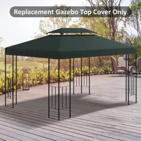 Outsunny 3x4m Gazebo Replacement Roof Canopy 2 Tier Top UV Cover Charcoal Grey