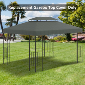 Outsunny 3x4m Gazebo Replacement Roof Canopy 2 Tier Top UV Cover Patio Deep Grey