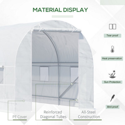 Outsunny 4.5 x 2M Walk-in Polytunnel Greenhouse for Garden, Galvanised Steel