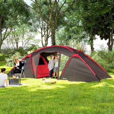 Outsunny 4-6 Man Family Camping Tent w/ 2 Bedrooms, a Living Room