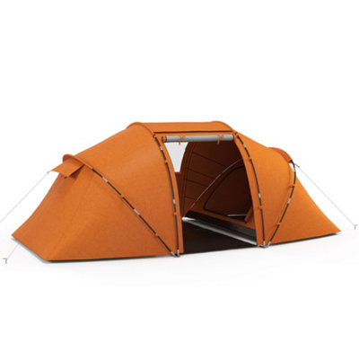 Outsunny 4-6 Persons Camping Tent Dome Family Travel Group Hiking Room Fishing, Orange