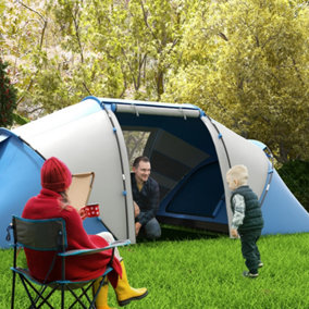 Outsunny 4-6 Persons Camping Tent Dome Family Travel Group Hiking Room Fishing