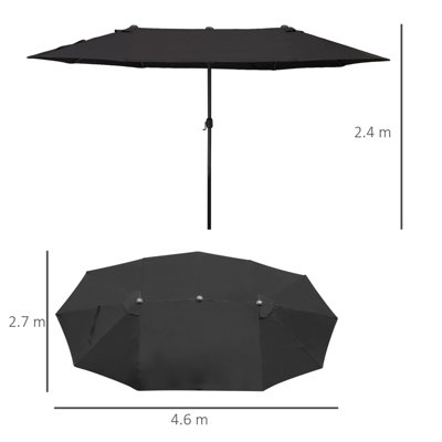 Outsunny 4.6M Garden Patio Umbrella Canopy Parasol Sun Shade w/o Base Black