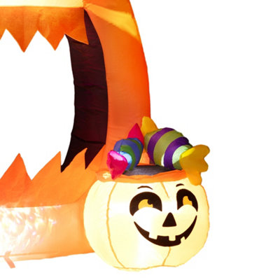 Outsunny 4.9FT Tall Halloween Inflatable Pumpkin Archway w/ Cute Ghost