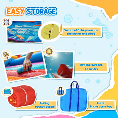 Outsunny 4 in 1 Kids Bouncy Castle Slide Pool Trampoline Climbing Wall Blower