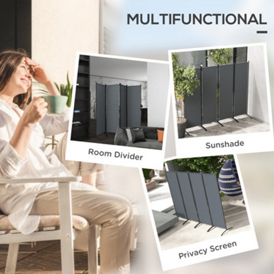Outsunny 4 Panel Folding Room Divider,Portable Privacy Panel for Garden