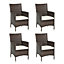 Outsunny 4 PC Outdoor Rattan Armchair Wicker Dining Chair Set for Garden Brown