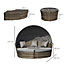Outsunny 4 PCs Cushioned Outdoor Plastic Rattan Round Sofa Bed Table Set